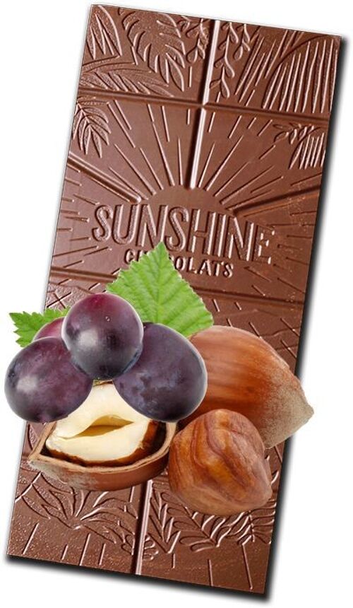 Tablette de Chocolat - Lait noisettes raisins bio et équitable