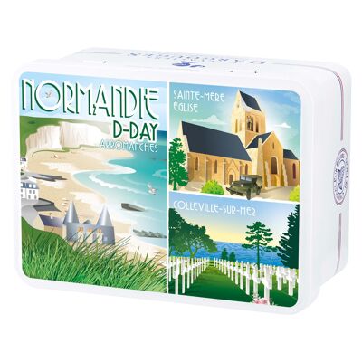 COFFRET NORMANDIE D-DAY- BOUCHÉES NOISETTE FONDANTES CHOCOLAT LAIT 33% EN PAPILLOTES