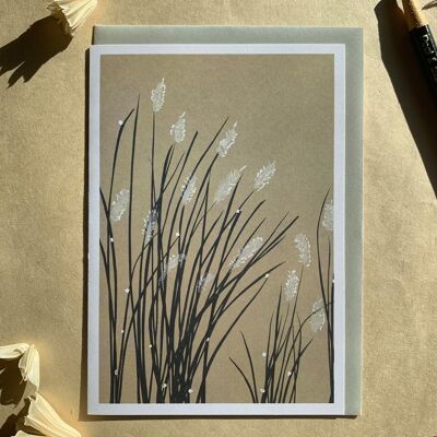 Carte pliante herbe d'ammophile - enveloppe grise -