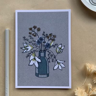 Postcard Amaryllis & Blue Thistle