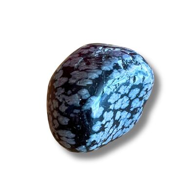 “Purification” tumbled stone in Snowflake Obsidian