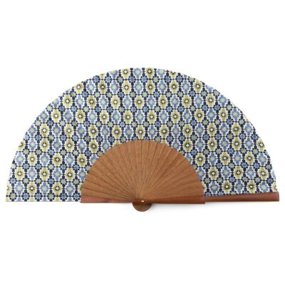 Ayad blue and green silk fan