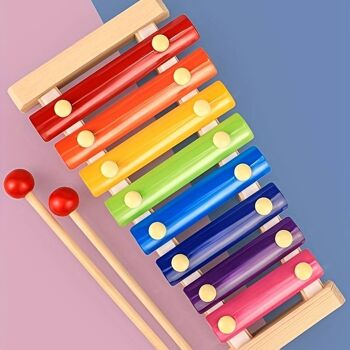 Jouets pour enfants - Bois multicolore avec xylophones en métal 5