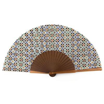 Malaqa Multicolor Printed Silk Fan