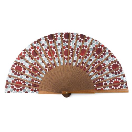 Abanico Español de Seda Azul y Rojo Najma - Madera y Seda Natural - (46 cm)