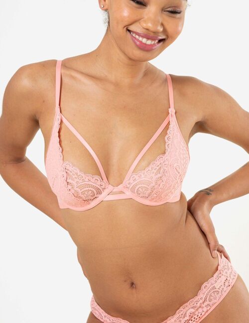 L'amour propre - Soutien-gorge plongeant corail