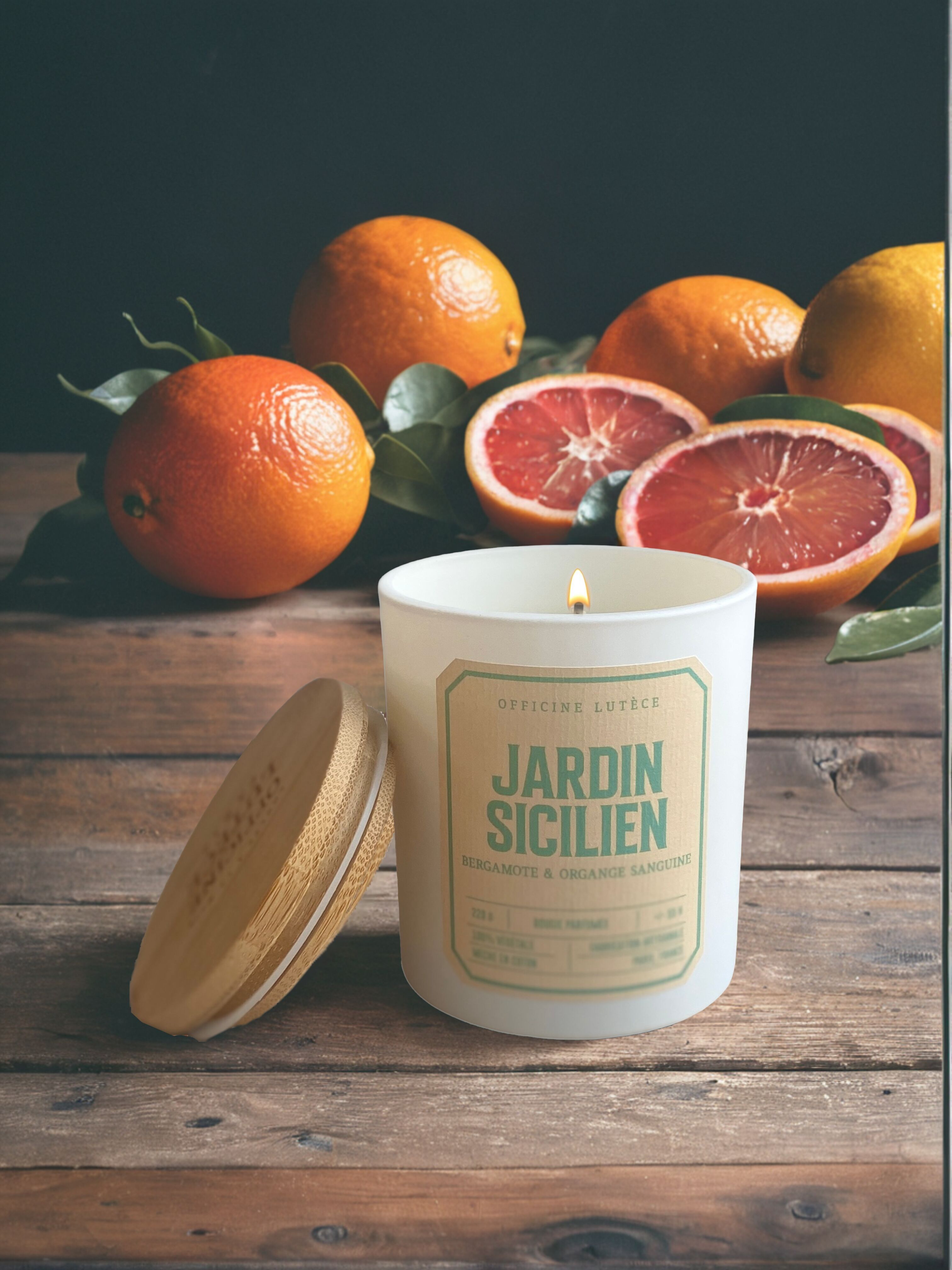 Candela profumata da giardino siciliano - bergamotto e arancia rossa
