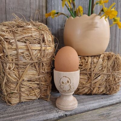 Huevera de madera Chick (Pascua, huevos, brunch)