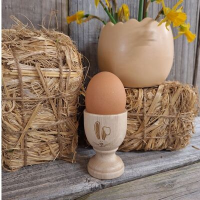 Rabbit wooden egg cup (Easter, eggs, brunch)