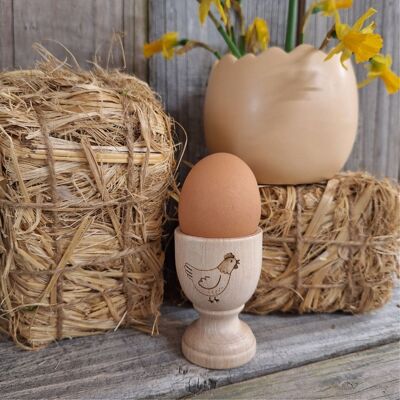 Portauovo in legno gallina (Pasqua, uova, brunch)