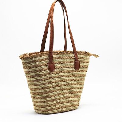 Sac de plage d'été fourre-tout tissé au crochet en paille d'herbe