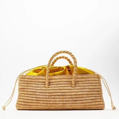 Grass Straw Woven Bucket Summer Beach Handle Bag