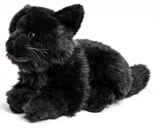 Katze, liegend (schwarz) - 20 cm (Länge) - Keywords: Katze, Kätzchen, Haustier, Plüsch, Plüschtier, Stofftier, Kuscheltier