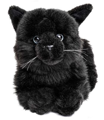 Chat, couché (noir) - 20 cm (longueur) - Mots clés : chat, chaton, animal de compagnie, peluche, peluche, peluche, peluche 2