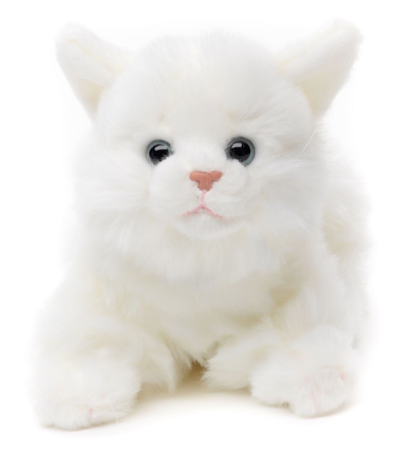 Cat, lying (white) - 20 cm (length) - Keywords: cat, kitten, pet, plush, plush toy, stuffed toy, cuddly toy