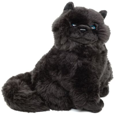 Persian cat black, sitting - 25 cm (height) - Keywords: cat, kitten, pet, plush, plush toy, stuffed animal, cuddly toy