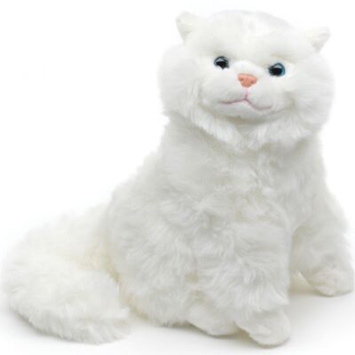 Perserkatze weiß, sitzend - 25 cm (Höhe) - Keywords: Katze, Kätzchen, Haustier, Plüsch, Plüschtier, Stofftier, Kuscheltier