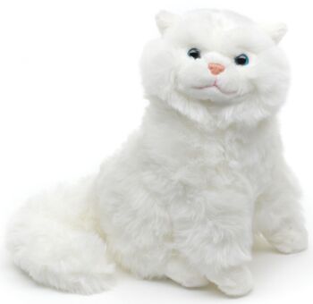 Chat persan blanc, assis - 25 cm (hauteur) - Mots clés : chat, chaton, animal de compagnie, peluche, peluche, peluche, peluche 1