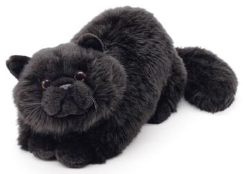 Chat persan noir, couché - 31 cm (longueur) - Mots clés : chat, chaton, animal de compagnie, peluche, peluche, peluche, peluche 1