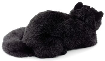 Chat persan noir, couché - 31 cm (longueur) - Mots clés : chat, chaton, animal de compagnie, peluche, peluche, peluche, peluche 3