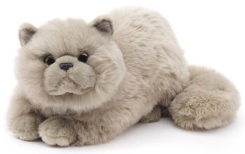 Chat persan gris, couché - 31 cm (longueur) - Mots clés : chat, chaton, animal de compagnie, peluche, peluche, peluche, peluche 1