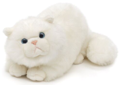 Perserkatze weiß, liegend - 31 cm (Länge) - Keywords: Katze, Kätzchen, Haustier, Plüsch, Plüschtier, Stofftier, Kuscheltier