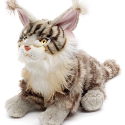 Maine Coon cat, sitting (grey) - 27 cm (height) - Keywords: cat, kitten, pet, plush, plush toy, stuffed toy, cuddly toy