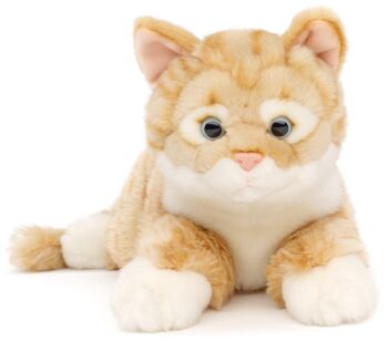 Chat à fourrure tigrée, couché (rouge-marron) - 38 cm (longueur) - Mots clés : chat, chaton, animal de compagnie, peluche, peluche, peluche, peluche 1
