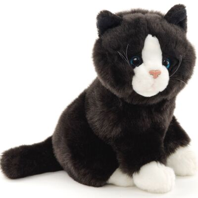 Katze schwarz-weiß, sitzend - 21 cm (Höhe) - Keywords: Katze, Kätzchen, Haustier, Plüsch, Plüschtier, Stofftier, Kuscheltier