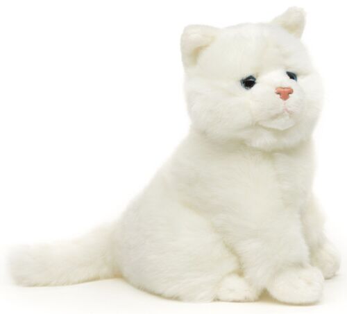 Katze weiß, sitzend - 21 cm (Höhe) - Keywords: Katze, Kätzchen, Haustier, Plüsch, Plüschtier, Stofftier, Kuscheltier