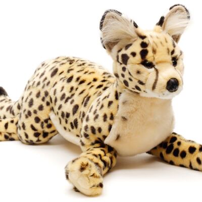 Savannah cat, lying - 60 cm (length) - Keywords: serval, cat, pet, plush, plush toy, stuffed animal, cuddly toy