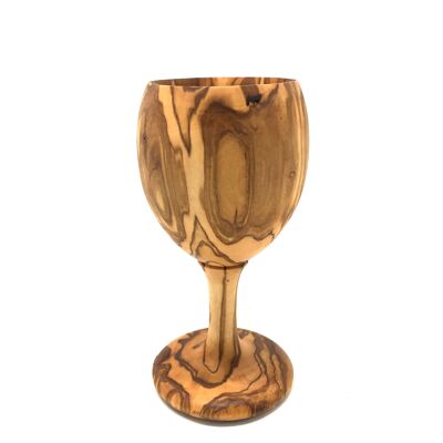 VINO calice da vino in legno d'ulivo, vetro a stelo