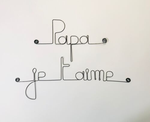 Fête des Pères " Papa je t'aime " - Décoration Murale en Fil de Fer à punaiser - Bijoux de Mur