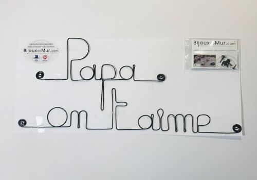 Fête des Pères " Papa on t'aime " - Décoration Murale en Fil de Fer - à punaiser