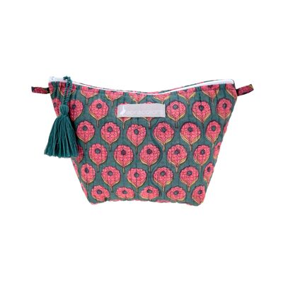 Coral flower toiletry bag