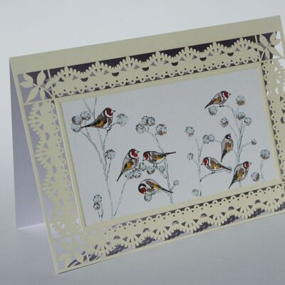 Folding card goldfinches