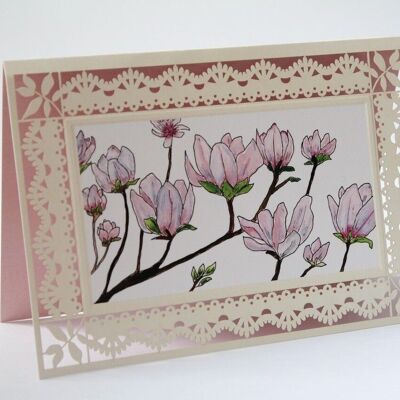 Folded card magnolias