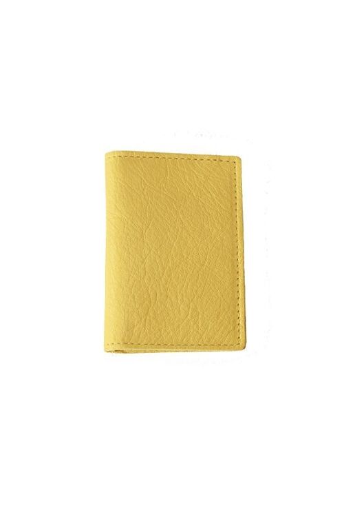 Porte cartes en cuir jaune