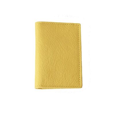 Porte cartes en cuir jaune