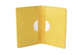 Porte cartes en cuir jaune 2