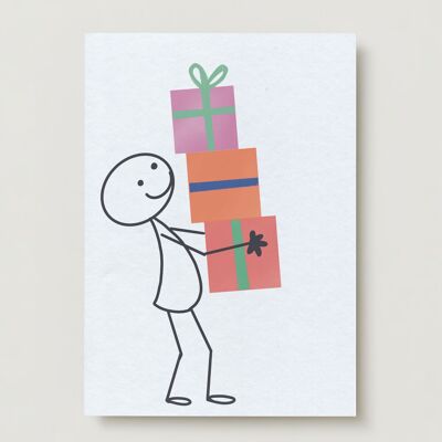 Greeting card presents - Robin with presents