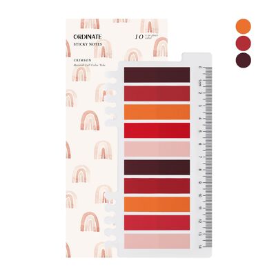Crimson | Haftstreifen | Transparent Sticky Notes mit Lineal | stationary | Haftmarker