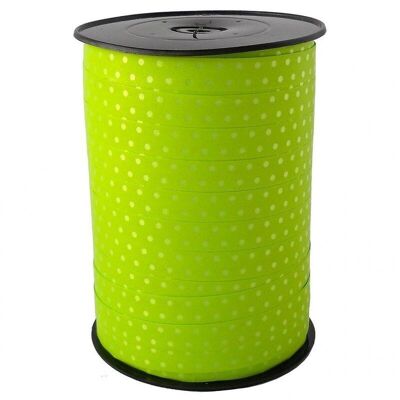 Bolduc with lime green polka dots