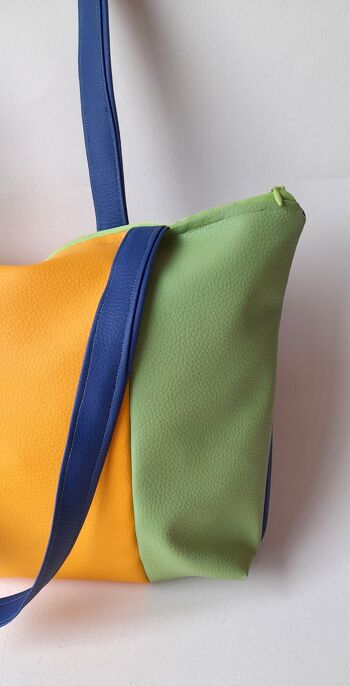 BORSA TOTE ECOPELLE, borsa artigianale, borsa cucita a mano, tote bag, borsa da lavoro, borsa per scuola o università. 4