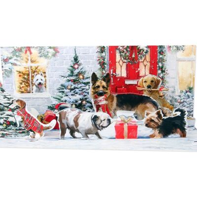 Carte de Noël en couches avec chiens de vacances (10663)