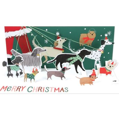 Santa'S Dog Walk Layered Greeting Card (10661)