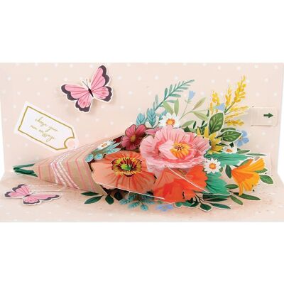 Bellissimo biglietto d'auguri a strati con bouquet (10631)