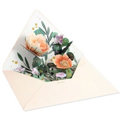 Carte de vœux en forme de couche 3D avec enveloppe de fleurs sauvages (9312)
