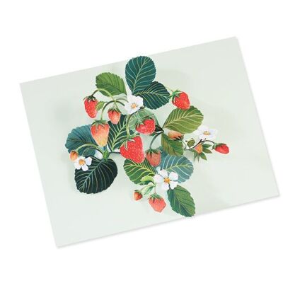 Tarjeta de felicitación con capa 3D de fresas (9317)