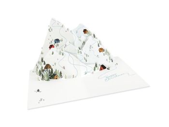 Carte de vœux couche 3D de piste de ski alpin (9367)